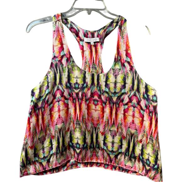 Alexis Olivia Racer Back Silk Flowy Drapy Tank Women L Tie Dye Pink Green Purple - Picture 6 of 8